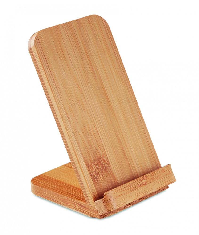 Logotrade promotional merchandise picture of: Bamboo wireless charge stand 5W WIRESTAND
