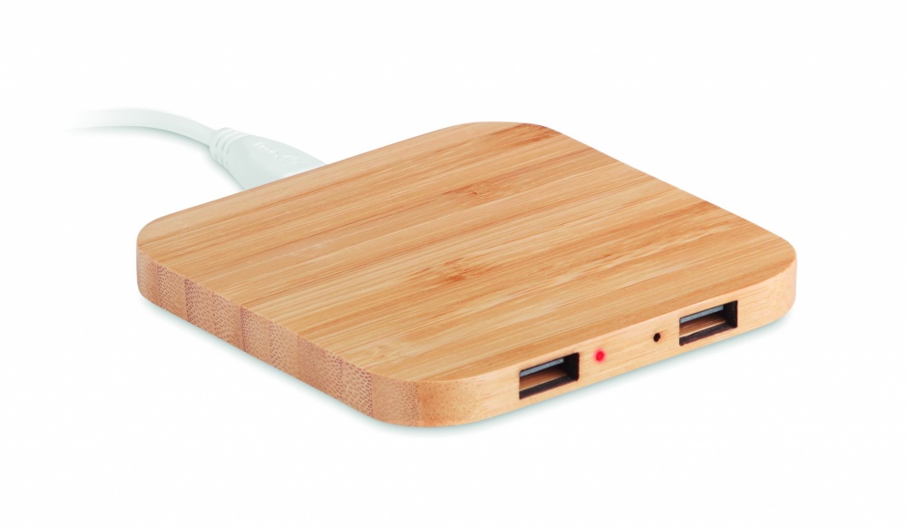 Logo trade promotional merchandise picture of: Bamboo wireless charge pad 5W