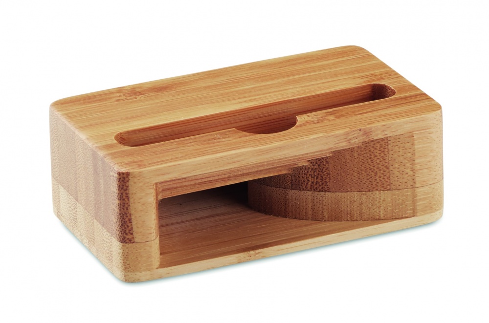 Logo trade promotional item photo of: Bamboo phone stand-amplifier CARACOL