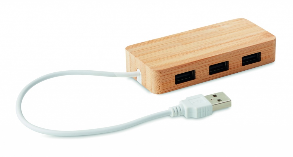 Logotrade promotional product picture of: Bamboo USB 3 ports hub