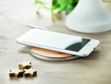 Logo trade promotional giveaways picture of: Bamboo wireless charger 10W DESPAD
