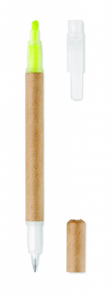 Logo trade promotional gifts picture of: 2 in 1 carton pen highlighter