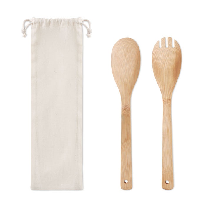 Logo trade promotional products picture of: Set bamboo utensils salad