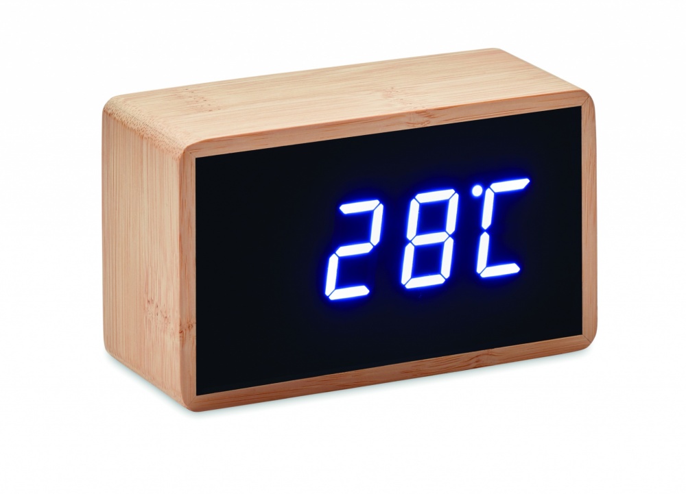 Logo trade promotional gifts picture of: LED alarm clock bamboo casing Düsseldorf
