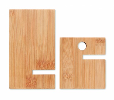Logo trade corporate gifts picture of: Bamboo phone stand/ holder WHIPPY