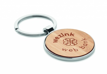 Logo trade promotional giveaways picture of: Round key ring metal bamboo Dobele