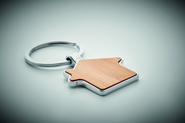 Logotrade promotional products photo of: House key ring metal bamboo NORDIC