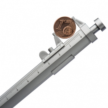 Logo trade corporate gifts image of: Plastic ballpen with sliding calliper PRESCOT