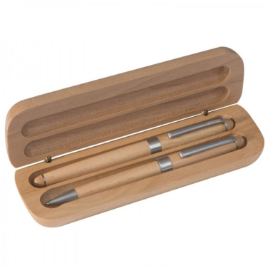 Logotrade business gift image of: Wooden writing set ballpen and roller INDIANAPOLIS