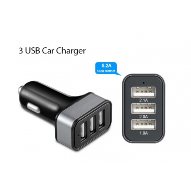 Logo trade promotional item photo of: Car Charger with 3 USB ports