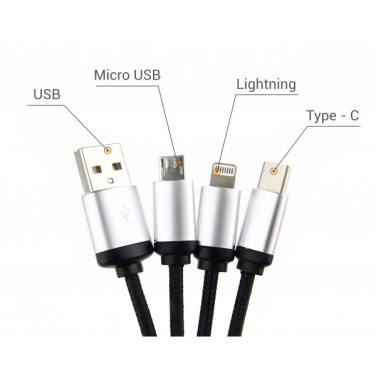 Logotrade advertising products photo of: 3in1 cable with enlighted logo for engraving, RXD-368