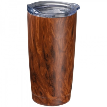 Logo trade promotional items image of: Stainless steel mug with wooden look COSTA RICA 550 ml