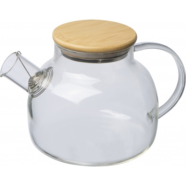 Logotrade promotional item picture of: Glass jug with bamboo lid FRANKFURT 1000ml