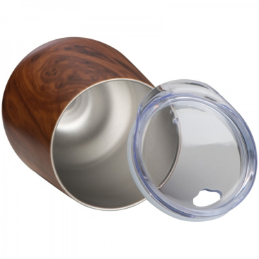 Logotrade promotional giveaway image of: Stainless steel mug with wooden look BRIGHTON 380 ml