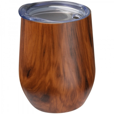 Logo trade business gifts image of: Stainless steel mug with wooden look BRIGHTON 380 ml