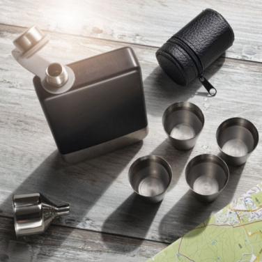 Logotrade promotional item picture of: Hip flask set TAHAT Schwarzwolf
