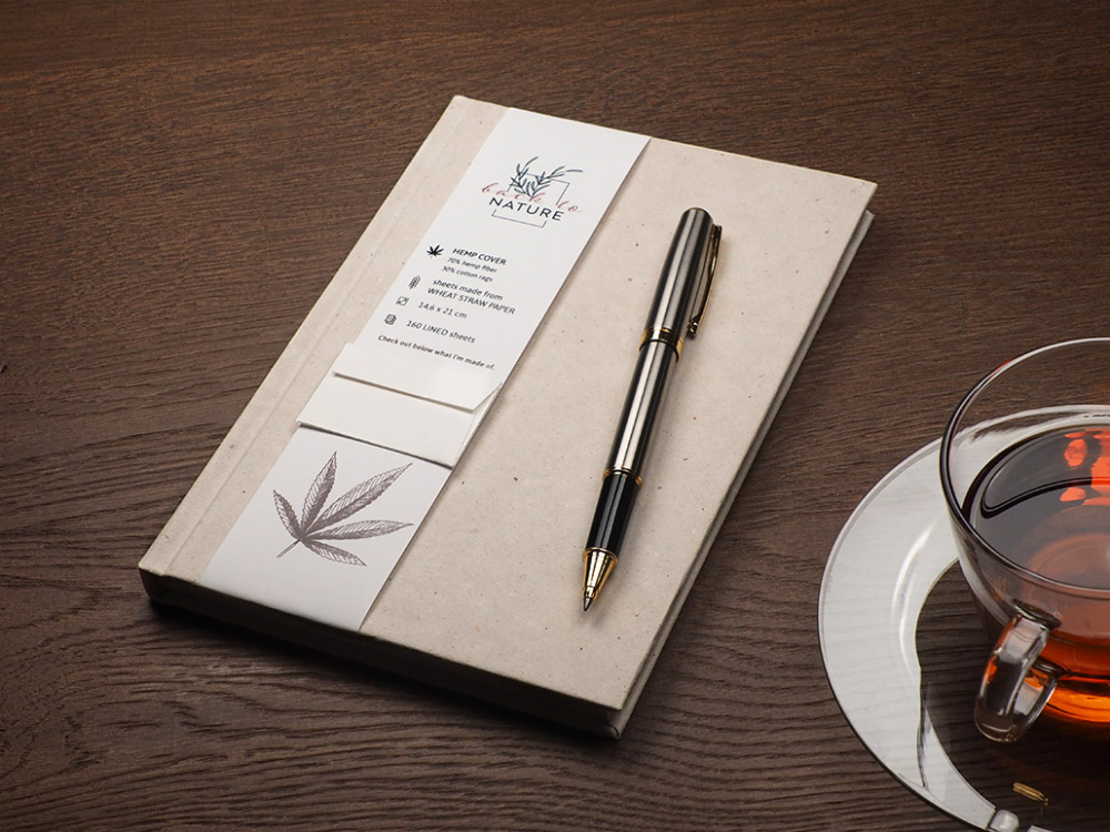 Logo trade promotional merchandise picture of: Recycled Hemp Notebook 209734300