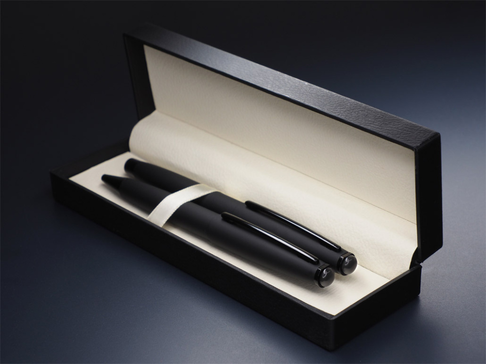 Logo trade promotional item photo of: Obsidian stone Pen set 1290036