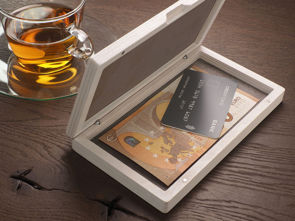 Logo trade promotional merchandise image of: Wooden bill box 1816121