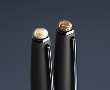 Logo trade promotional merchandise image of: Striped Flint Pen set 1284036