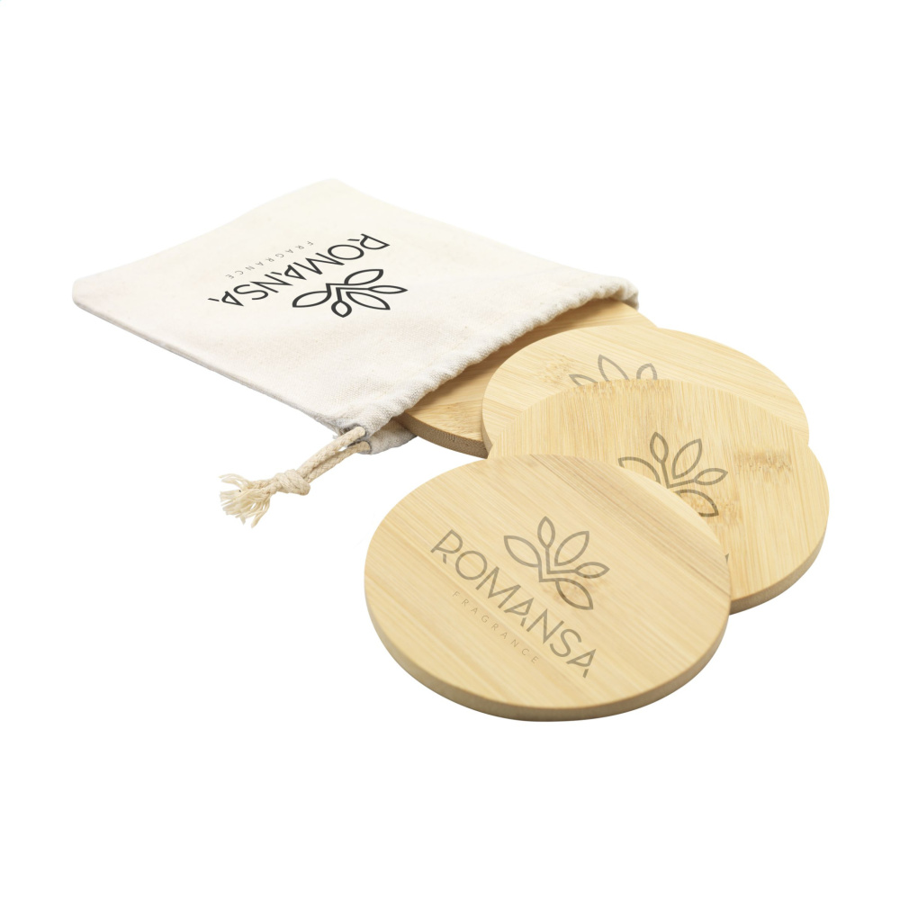Logo trade corporate gift photo of: Bamboo Coaster Set