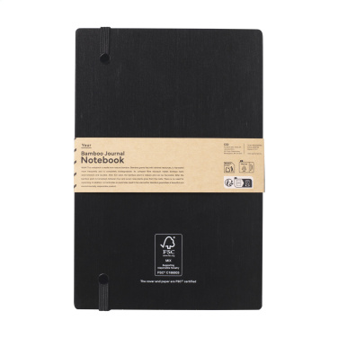Logo trade promotional items image of: Bamboo Journal Naked Spine Paper Notebook Black A5