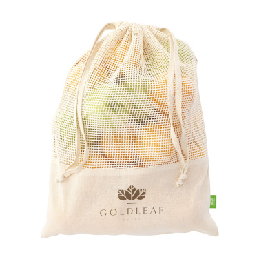 Logotrade promotional item image of: Natura Organic GOTS Mesh Bag (120 g/m²) fruit bag