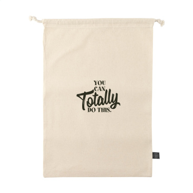 Logo trade corporate gifts image of: Gift Pouch Natural GRS Recycled Cotton (150 g/m²) L