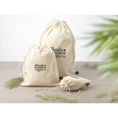 Logo trade promotional giveaways image of: Gift Pouch Natural GRS Recycled Cotton (150 g/m²) M