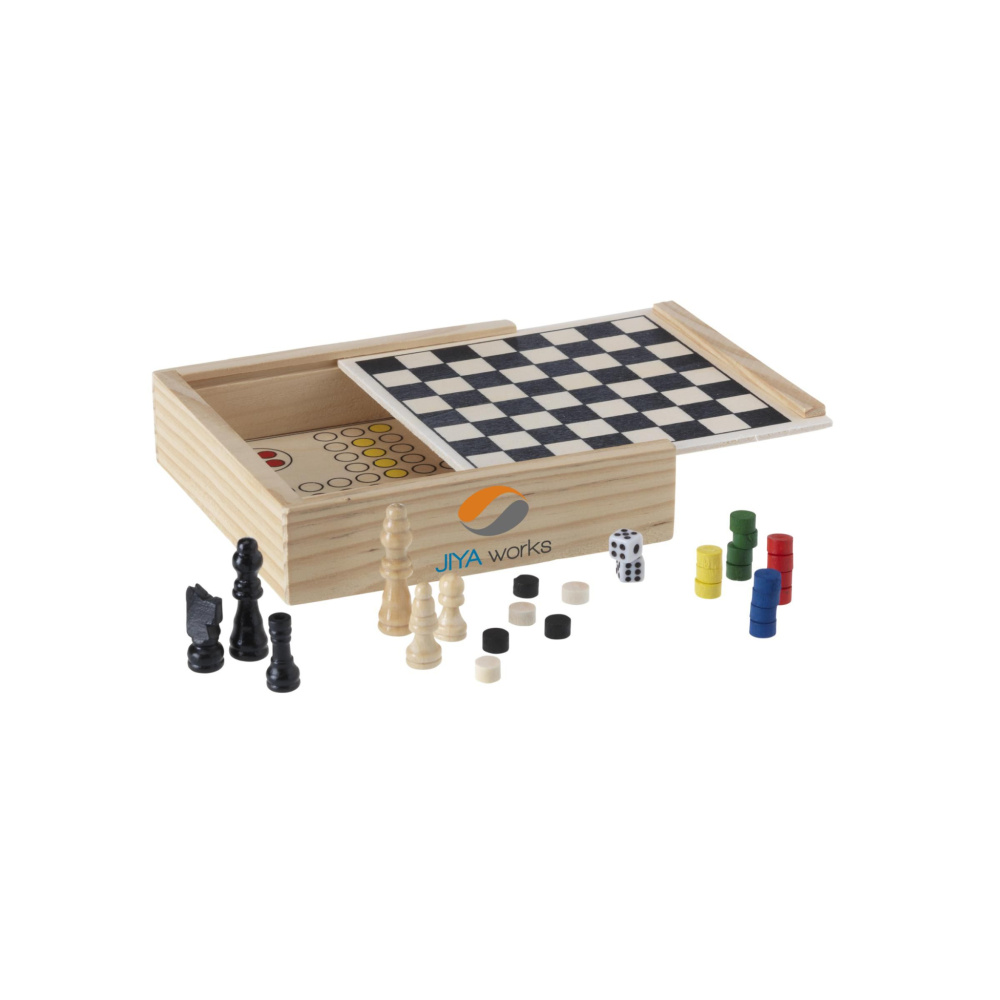 Logo trade promotional items image of: WoodGame 5-in-1 game set