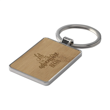 Logo trade promotional products image of: Bamboo Key Rectangle keyring