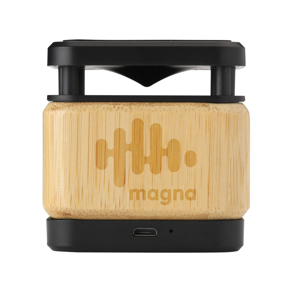 Logotrade corporate gift picture of: Bamboo Block Speaker with wireless charger