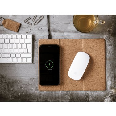 Logo trade promotional merchandise photo of: Cork Wireless Charging Mousepad