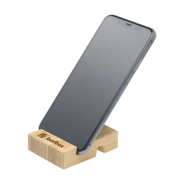 Logo trade promotional merchandise image of: Supporto Bamboo phone stand