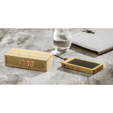 Logotrade promotional product picture of: Bamboo Alarm Clock with Wireless Charger