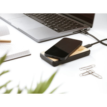 Logo trade promotional giveaway photo of: Boru Bamboo RCS Recycled ABS Powerbank Wireless Charger