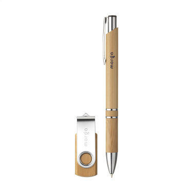 Logotrade promotional gift picture of: Bamboo Connect Giftset 8 GB