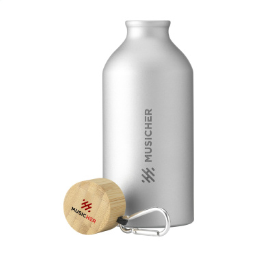 Logo trade promotional giveaways image of: AluBamboo GRS Recycled Alu 500 ml water bottle