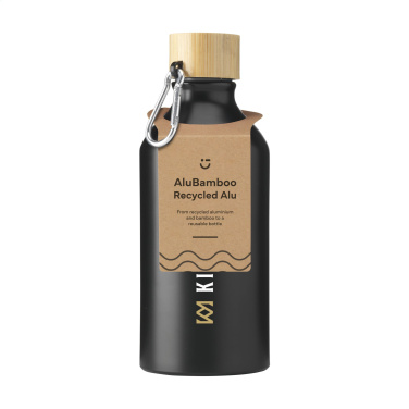 Logo trade promotional merchandise picture of: AluBamboo GRS Recycled Alu 500 ml water bottle