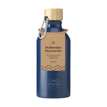 Logotrade corporate gift image of: AluBamboo GRS Recycled Alu 500 ml water bottle