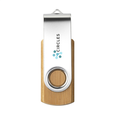 Logo trade corporate gift photo of: USB Twist Bamboo from stock 16 GB