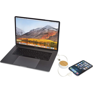 Logotrade promotional giveaway picture of: Chechia 5-in-1 recycled plastic 100 cm retractable data sync and 45W fast charge cable