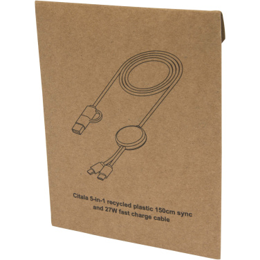 Logo trade promotional gift photo of: Citala 5-in-1 recycled plastic 150 cm data sync and 27W fast charge cable