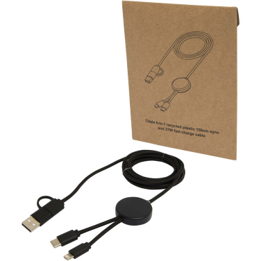 Logotrade promotional items photo of: Citala 5-in-1 recycled plastic 150 cm data sync and 27W fast charge cable
