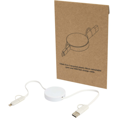 Logo trade promotional gifts picture of: Citala 5-in-1 recycled plastic 90 cm retractable data sync and 40W fast charge cable