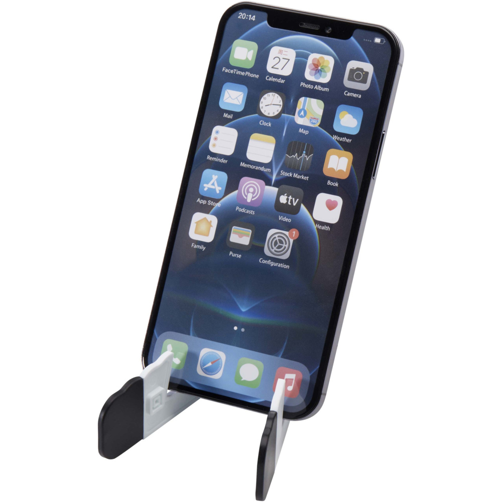 Logo trade business gift photo of: Buna recycled plastic foldable tablet and phone stand