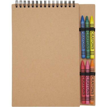 Logo trade promotional gifts picture of: Doodle A5 spiral soft cover notebook and crayon set