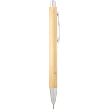 Logo trade promotional merchandise image of: Oblys bamboo ballpoint pen and mechanical pencil set (black ink)