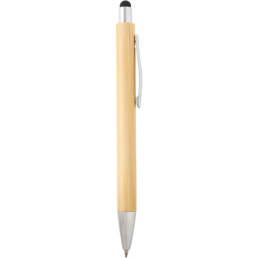 Logotrade promotional merchandise image of: Oblys bamboo ballpoint pen and mechanical pencil set (black ink)