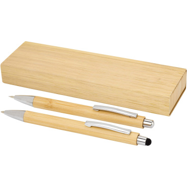 Logotrade corporate gifts photo of: Oblys bamboo ballpoint pen and mechanical pencil set (black ink)